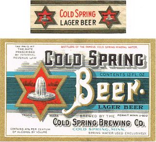 1933 Cold Spring Lager Beer 12oz CS75-15 Cold Spring Minnesota