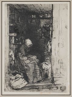 AFTER JAMES ABBOTT MCNEILL WHISTLER (AMERICAN, 1834-1903) "LA VIELLE AUX LOQUES" ETCHING