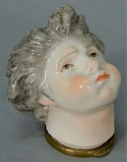 Rare Meissen porcelain figural Bonbonniere/snuff box in the form of a head of a man. 
height 2 1/2 inches