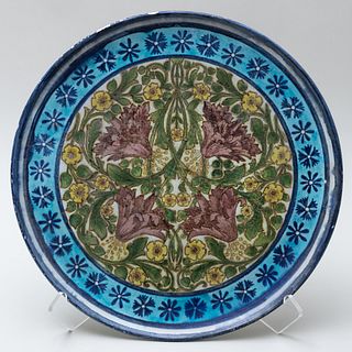 Glazed Pottery Charger, Decoration Possibly William De Morgan and by Cantigalli 