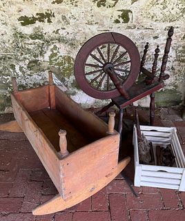 Spinning Wheel and Cradle