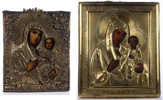 RUSSIAN ORTHODOX MADONNA AND CHILD ICONS, LOT OF TWO