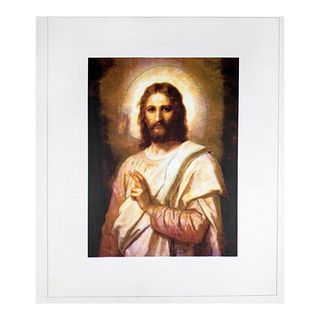 Steve Kaufman (1960-2010) "Jesus Peace (State 2)" Hand Signed and Numbered Limited Edition Hand Pulled silkscreen mixed media on Canvas with LOA.