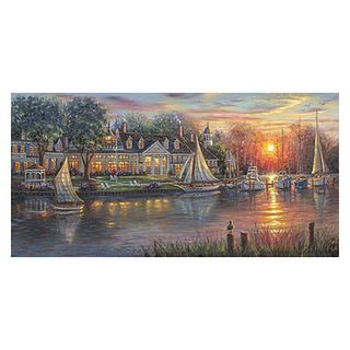 Robert Finale, "Chesapeake Sunrise" Hand Signed, Artist Embellished Limited Edition on Canvas with COA.