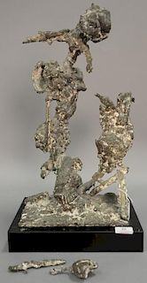 Harold Persico Paris (American, 1925-1979) 
bronze 
Shalom 
with gray patina rubbed white 
signed on figure 
(two loose piece