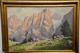 John Califano (1862-1946) 
oil on canvas 
Mountainous Landscape "Yosemite" 
signed lower right: J. Califano 
22" x 32"