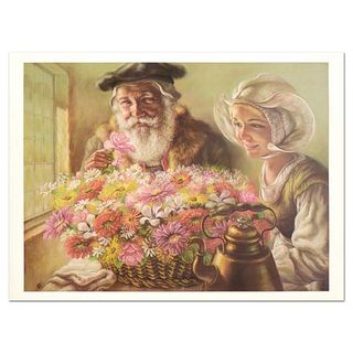 Virginia Dan (1922-2014), "Roses for Papa" Limited Edition Lithograph, Numbered and Hand Signed with Letter of Authenticity.