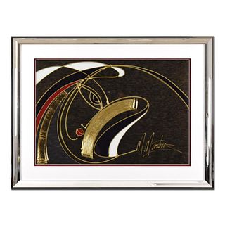 Martiros Manoukian, "Golden Sorrow" Framed Limited Edition Mixed Media Silkscreen, PP Numbered 10/15 and Hand Signed with Letter of Authenticity.