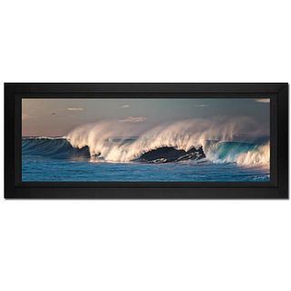 Jongas, "Blue Wave" Framed Limited Edition Photograph on Canvas, Numbered and Hand Signed with Letter of Authenticity.
