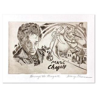 George Crionas (1925-2004), "Homage to Chagall" Limited Edition Etching, Numbered and Hand Signed and Letter of Authenticity