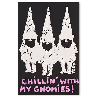 Todd Goldman, "My Gnomies" Original Acrylic Painting on Gallery Wrapped Canvas (24" x 36"), Hand Signed with Letter of Authenticity.
