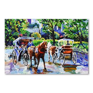 Yana Rafael, "Carriage Ride" Hand Signed Original Painting on Canvas with COA.