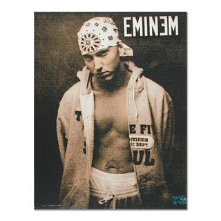 Ringo Daniel Funes, (Protege of Andy Warhol's Apprentice, Steve Kaufman), "Eminem" One-of-a-Kind Hand Pulled Silkscreen on Canvas, Hand Signed with Ce