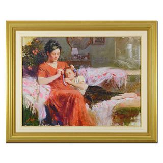 Pino (1939-2010), "Sweet Love" Framed Limited Edition Artist-Embellished Giclee on Canvas. Numbered and Hand Signed with Certificate of Authenticity.