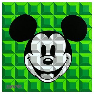 Tennessee Loveless, "Green 8-Bit Mickey" Limited Edition on Canvas from Disney Fine Art, Numbered and Hand Signed with Letter of Authenticity