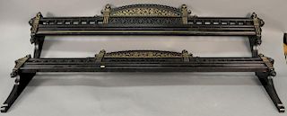 Pair of valances ebonized with gilt highlights, attributed to Kimbel and Cabus .  total height 18 inches, total width 62 inch