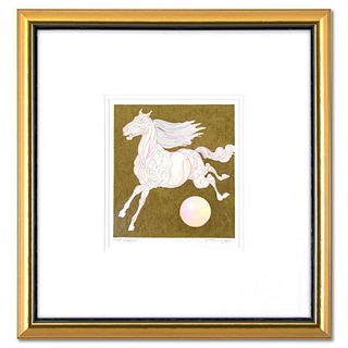 Guillaume Azoulay, "Etude GDMO" Framed Original Hand Colored Drawing with Hand Laid Gold Leaf, Hand Signed with Letter of Authenticity