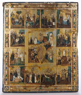 RUSSIAN ORTHODOX CHRISTOLOGICAL VIGNETTES ICON PAINTING