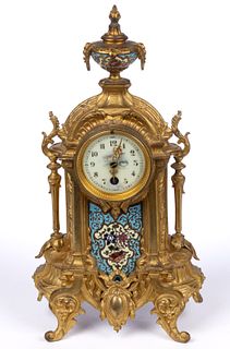 FRENCH GILT-METAL AND CHAMPLEVE SHELF CLOCK