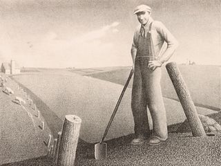GRANT WOOD (1891-1942) PENCIL SIGNED LITHOGRAPH