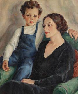 MARGARET BRISBINE (1901-1991) BENTON FAMILY PORTRAIT