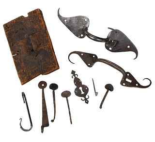 Large Group of Wrought Iron Door Hardware