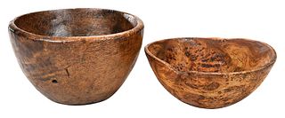 Two Burlwood Treenware Bowls