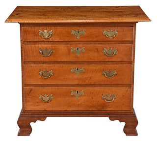 American Chippendale Tiger Maple Chest of Drawers