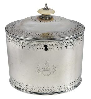 George III English Silver Tea Caddy, Hester Bateman
