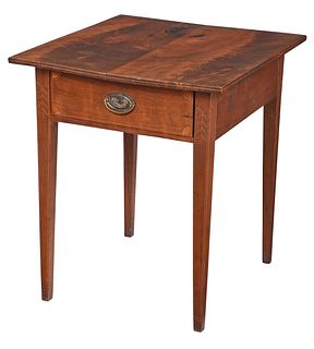 Southern Federal Figured and Inlaid Walnut One Drawer Table