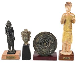 Four Asian Bronze and Ceramic Objects
