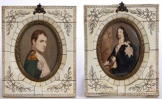 CONTINENTAL SCHOOL (19th / 20TH CENTURY) ENGLISH AND FRENCH ROYALTY MINIATURE PORTRAITS, LOT OF TWO