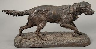 Pierre Jules Mene (1810-1879) 
bronze 
Figure of a Setter at Point 
marked: P. J. Mene 
height 5 1/2 inches, length 12 3/4 in