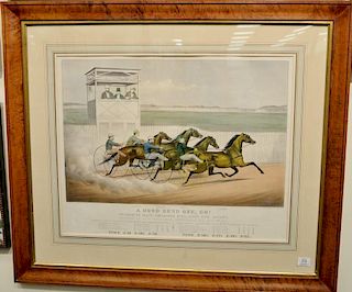 Currier & Ives  large folio hand colored lithograph  "A Good Send off, _ GO!"  after J. Cameron  marked lower left: publishe.