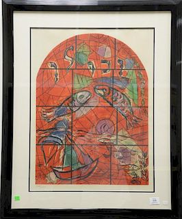 Marc Chagall 
colored lithograph by Sorlier 
stained glass windows 
Tribe of Zebulun 
marked lower left: XXIV/LXXV 
Ch. Sorli