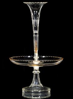 A LARGE CRYSTAL CENTERPIECE EPERGNE WITH TRUMPET VASE