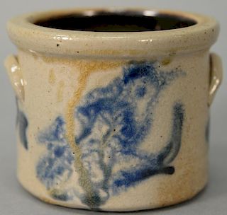 Miniature stoneware crock with cobalt blue bird marked IB on reverse.  (small crack)  height 3 inches  Provenance: Estate of 