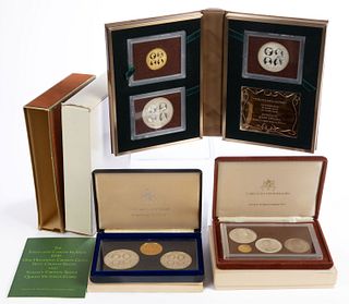 1976 AND 1977 TURKS AND CAICOS ISLANDS GOLD AND SILVER PROOF SETS, LOT OF THREE
