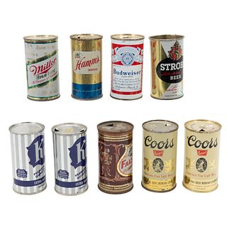 Nine Early Beer Cans