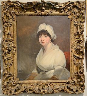 Attributed to John Hoppner (1758-1810) 
oil on canvas 
Portrait of a Woman 
36" x 29"