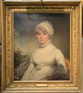 Attributed to Sir William Beechey (1753-1839) 
oil on canvas 
Portrait of a Woman 
30" x 27"