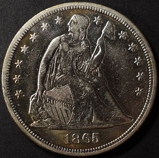 1865 SEATED LIBERTY DOLLAR AU