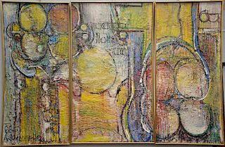 Hilda O'Connell oil on canvas Three part Abstract signed lower left: H. O'Connell 88