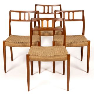SET OF FOUR DANISH MID-CENTURY MODERN NIELS OTTO MOLLER FOR J. L. MOLLER TEAK DINING CHAIRS