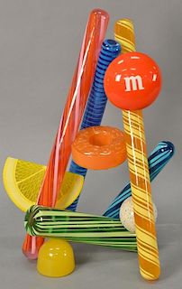 Daniel Meyer (20th Century) 
colored lucite sculpture 
Candy Sculpture with candy canes, M&M, and Lifesavers 
signed on gumba