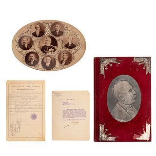 Sánchez Garza, J. Álbum Porfirio Díaz. Coahuila: ca. 1897 / Porfirio Díaz y su Gabinete. Fotograbado. México: ca. 1910. Piezas: 4.