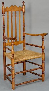 Banister back great chair with rush seat. 
(ended out) 
height 47 inches, seat height 16 inches