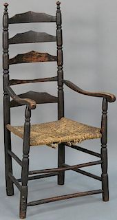 Ladder back great chair, five slat with rush seat.  (one slat missing top)  height 47 inches, seat height 17 inches   Proven.