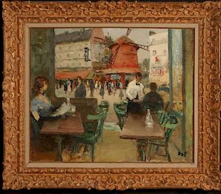 MARCEL DYF (1899 - 1985) OIL ON CANVAS PARIS CAFE SCENE