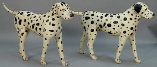 Pair of rare 19th century Victorian cast iron Dalmatian dogs, possibly Gray Foundry Poultney, Vermont. height 29 1/2 inches,